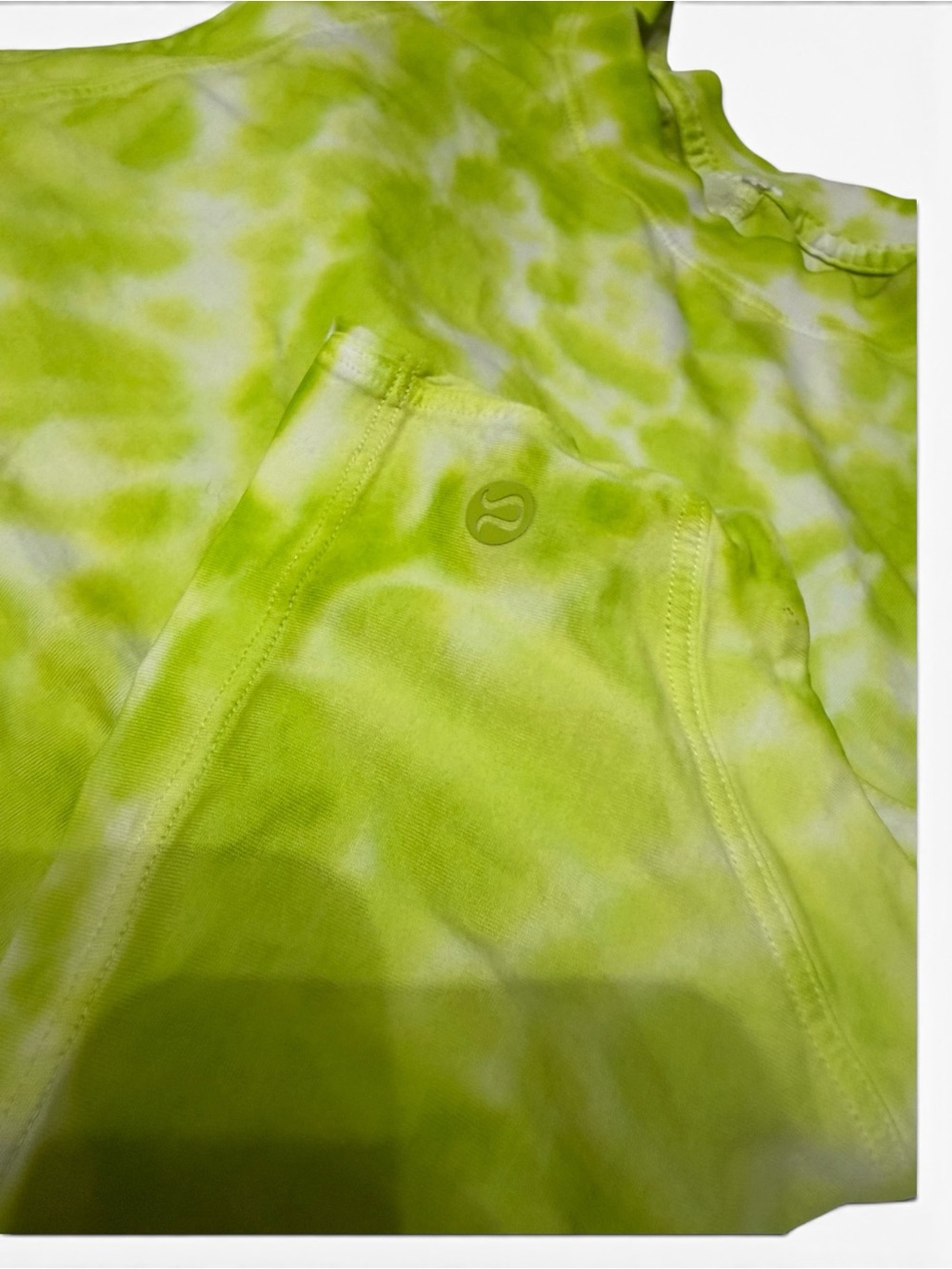 Lululemon Oversized 4 Neon Yellow Tie Dye High Neck Crop Tank Top - Picture 3 of 5